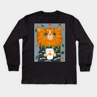 Pumpkin Spice Kitty Kids Long Sleeve T-Shirt